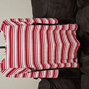 Yala Striped 3/4 Sleeve Top in Red and White. 95% Viscose From Bamboo